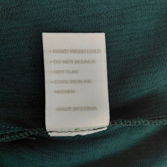 Ellie Kai Popover Blouse Size XL Hunter Green Ruffled Bell Sleeve Textured Crepe - Picture 10 of 10